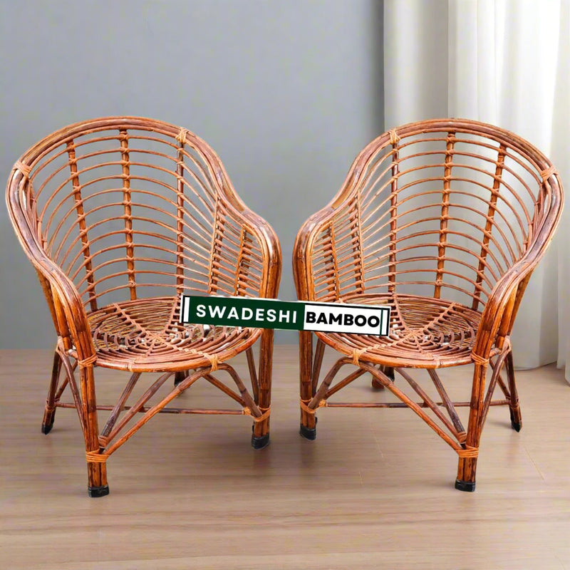 Swadeshi Bamboo Cane Rattan Arm Designer Heena Chair for Home, Office