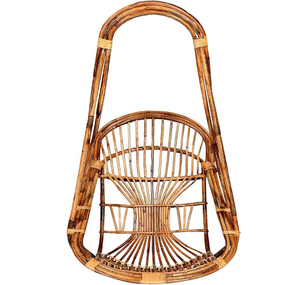 Swadeshi Bamboo Cane Swing Jhula for Adult/kids | Single Seater Cane Wood Swing Chair | Jhula for Home, Balcony, Garden, terrace and office | Size- Medium