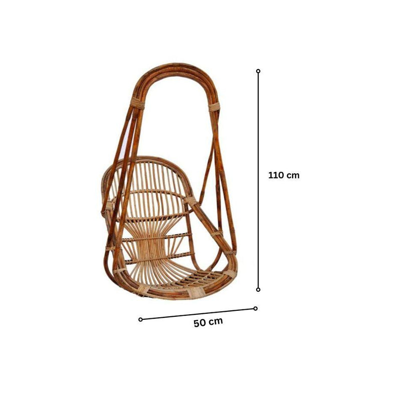 Swadeshi Bamboo Cane Swing Jhula for Adult/kids | Single Seater Cane Wood Swing Chair | Jhula for Home, Balcony, Garden, terrace and office | Size- Medium - swadeshibamboo