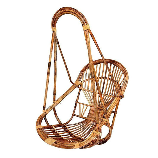 Swadeshi Bamboo Cane Swing Jhula for Adult/kids | Single Seater Cane Wood Swing Chair | Jhula for Home, Balcony, Garden, terrace and office | Size- Medium - swadeshibamboo