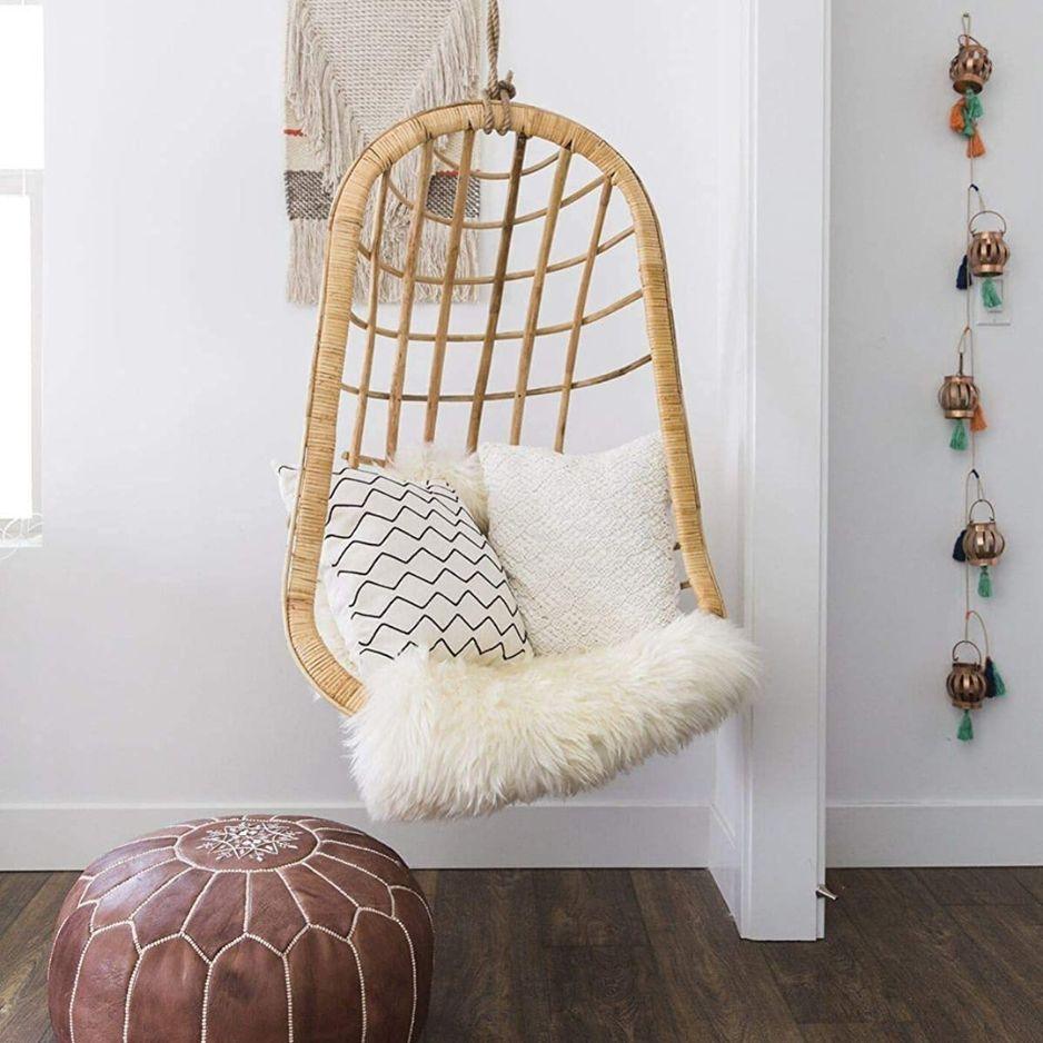 Swadeshi Bamboo Cane Rattan Bamboo Swing Chair for Indoor, Outdoor, Home, Patio, Yard, Balcony and Garden | Single Seater Rattan Swing Hanging Jhula| Size - Large - swadeshibamboo