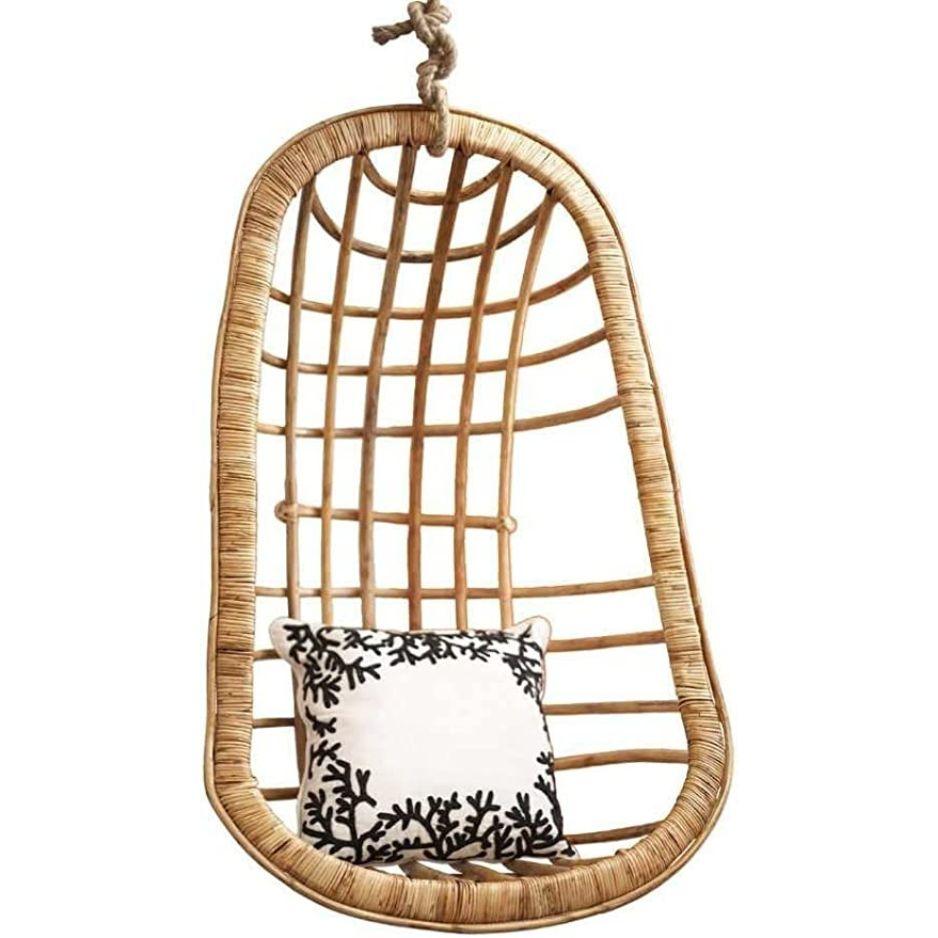 Swadeshi Bamboo Cane Rattan Bamboo Swing Chair for Indoor, Outdoor, Home, Patio, Yard, Balcony and Garden | Single Seater Rattan Swing Hanging Jhula| Size - Large - swadeshibamboo