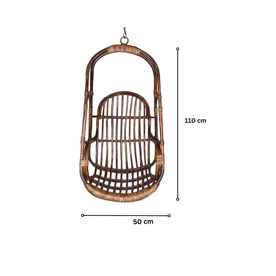 Swadeshi Bamboo Cane Swing Jhula | Single Seater Cane Wood Swing Chair | Indoor and Outdoor swing | Rattan Cane Jhula for Balcony, Patio, Garden, Restaurant | Size- Medium - swadeshibamboo