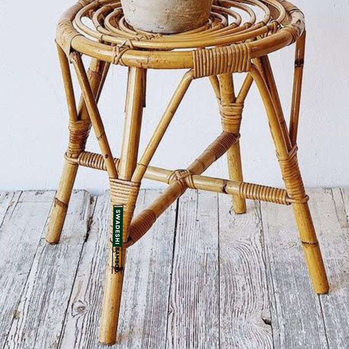 Wicker Bamboo Round center Table | Tea Coffee Table for Home, office, Balcony and  Garden