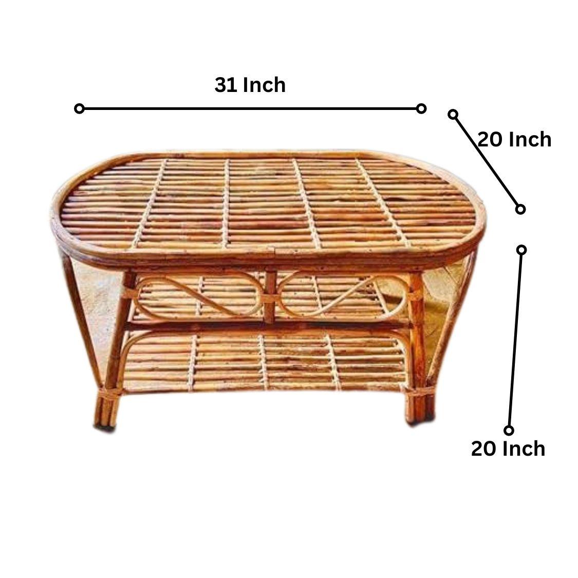 Swadeshi Bamboo Cane Wicker Center Table | Tea, Coffee Table for Home, Balcony, Office, Room, Garden, and Balcony - swadeshibamboo