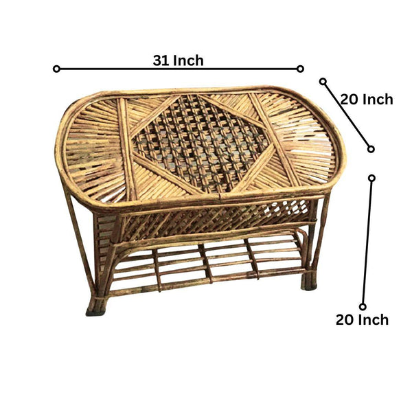 Swadeshi Bamboo Cane Wicker Coffee Table | Tea, Coffee Table for Home, Balcony, Office, and Room - swadeshibamboo