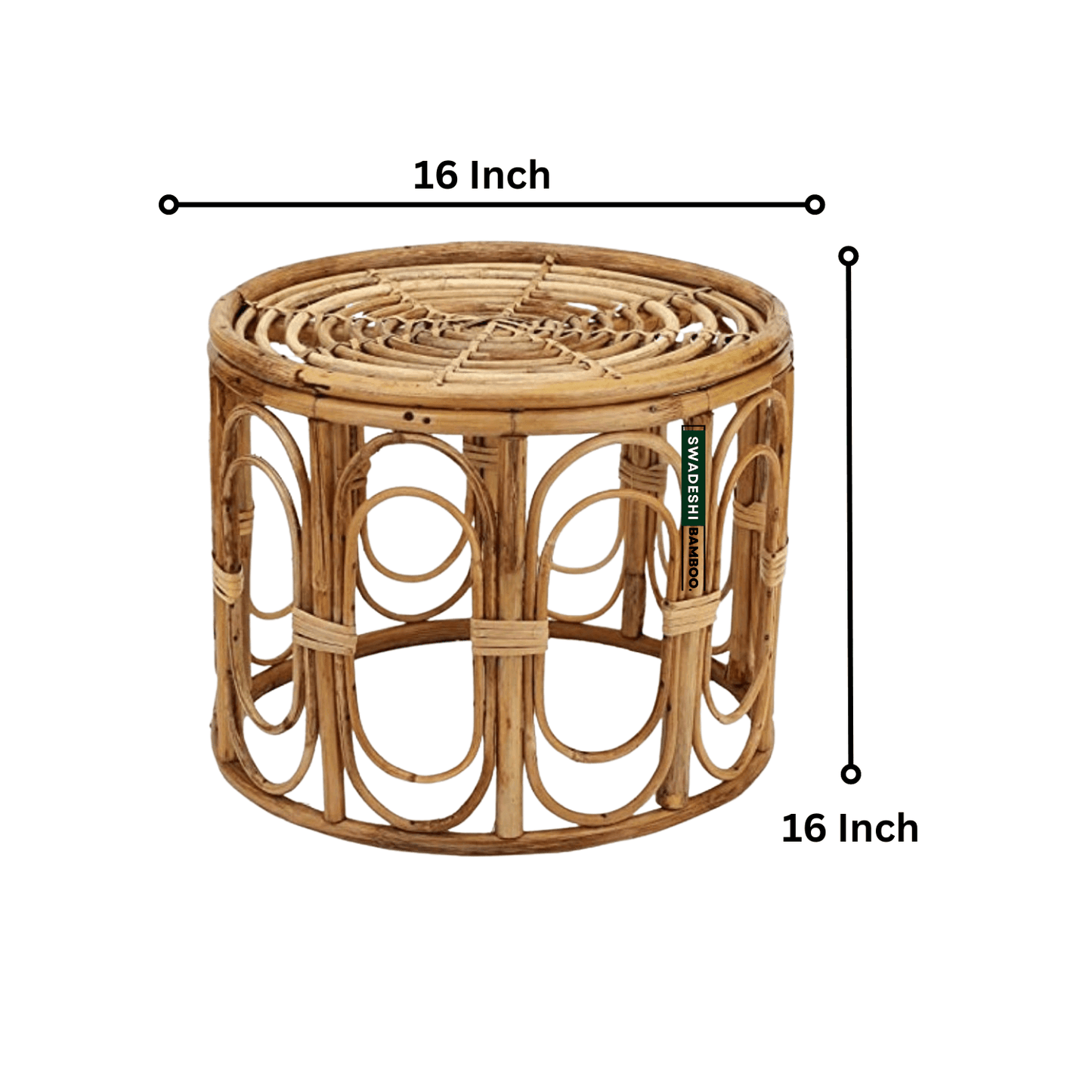 Swadeshi Bamboo Wicker Bamboo Round Table | Tea Coffee Table for Home, office, Balcony and Garden - swadeshibamboo