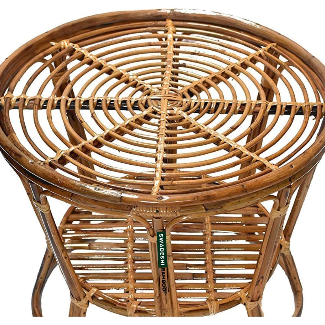 Cane Wicker Bamboo Round center Table | Tea Coffee Table for Home, office, Garden and Balcony