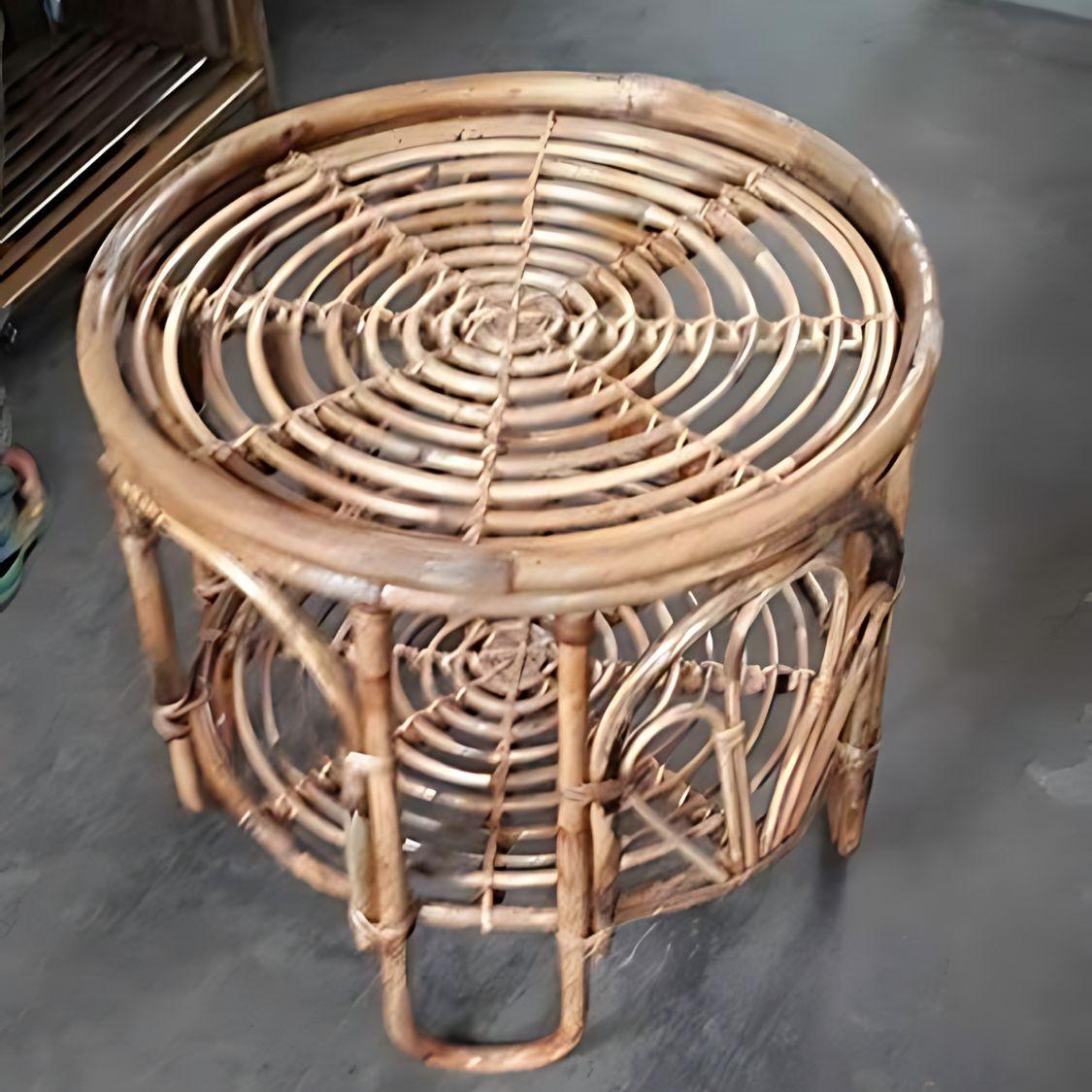 Swadeshi Bamboo Cane Wicker Bamboo Round center Table | Tea Coffee Table for Home, office, Balcony and Garden - swadeshibamboo