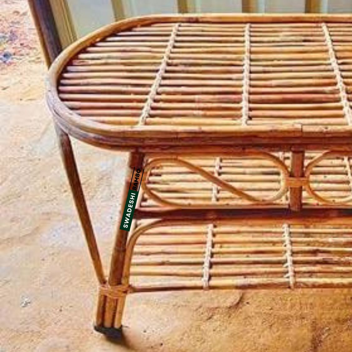 Swadeshi Bamboo Cane Wicker Center Table | Tea, Coffee Table for Home, Balcony, Office, Room, Garden, and Balcony