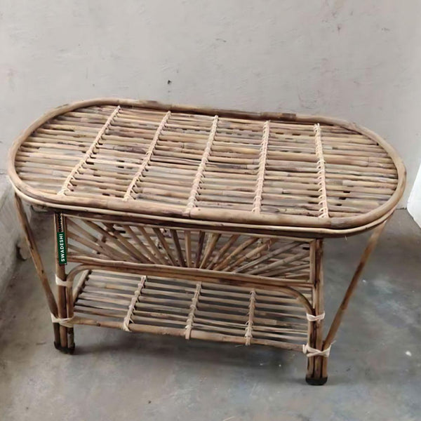 Swadeshi Bamboo Cane Wicker Center Table | Tea, Coffee Table for Home, Balcony, Office, Room, Garden, and Balcony - swadeshibamboo