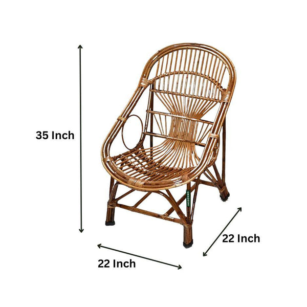 Swadeshi Bamboo Cane Rattan Arm Queen Chair (Set of 2) for Home, Office, Restaurant, Hotel, Garden & Balcony - swadeshibamboo