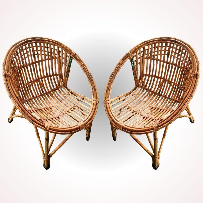 Swadeshi Bamboo Cane Rattan circle Designer Chair(Set of 2) for Home, Office, Restaurant, Hotel, Garden & Balcony - swadeshibamboo