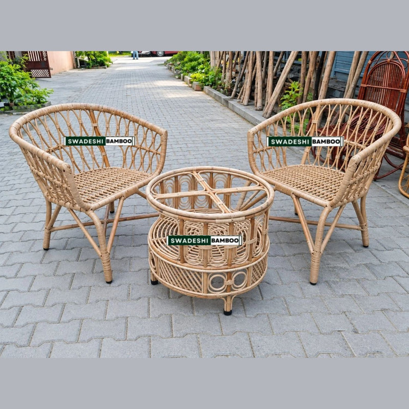 Modern Design Bamboo Cane Chairs With Table(2 Chairs + 1 Table)