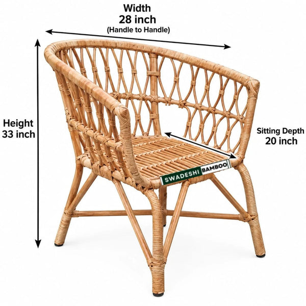 Modern Design Bamboo Cane Chairs With Table(2 Chairs + 1 Table)
