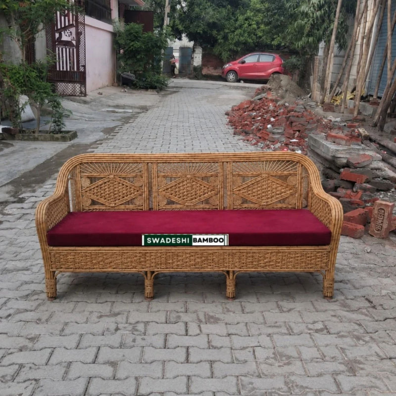 Bamboo Three Seater Sofa, Sofa Couch for Home, Living Room, Garden, Office, Resort, Hotels