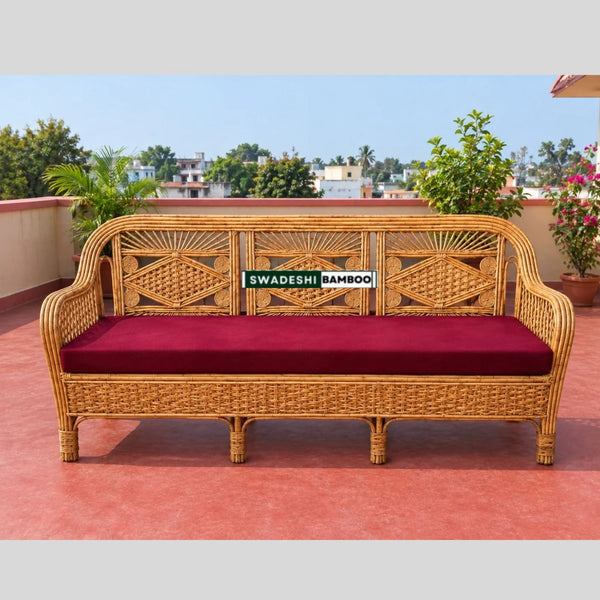 Bamboo Three Seater Sofa, Sofa Couch for Home, Living Room, Garden, Office, Resort, Hotels