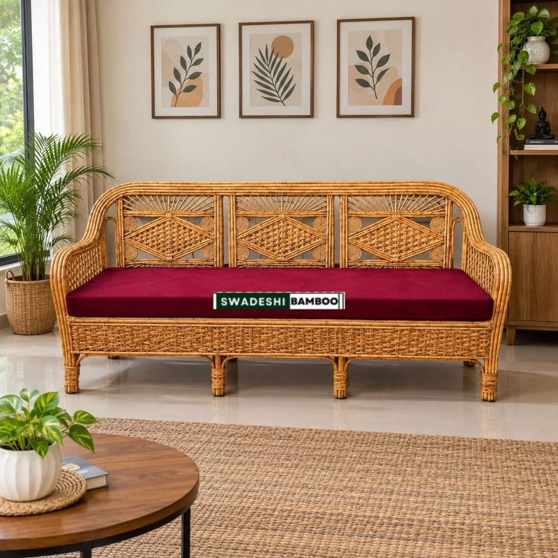 Bamboo Three Seater Sofa, Sofa Couch for Home, Living Room, Garden, Office, Resort, Hotels