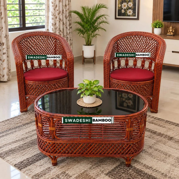 Classic Bamboo Chairs With Table (2 Chairs + 1 Table)