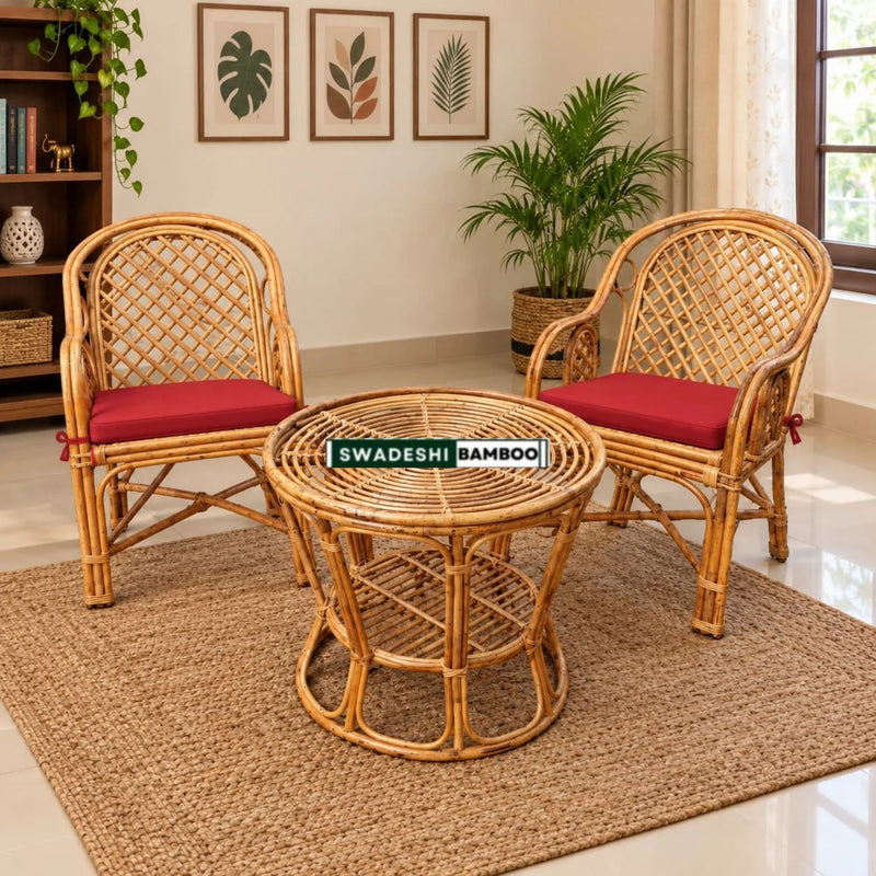 Bamboo Chairs Set With Table (2 Chairs + 1 Table)