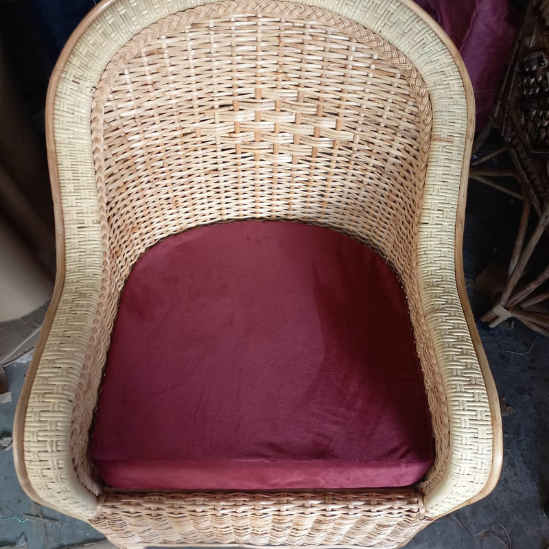 Outdoor Bamboo Cane Sofa Chair for Home, Office, Garden & Balcony (Set of 4 Chair with cushion & table)