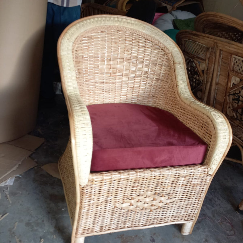 Outdoor Bamboo Cane Sofa Chair for Home, Office, Garden & Balcony (Set of 4 Chair with cushion & table)