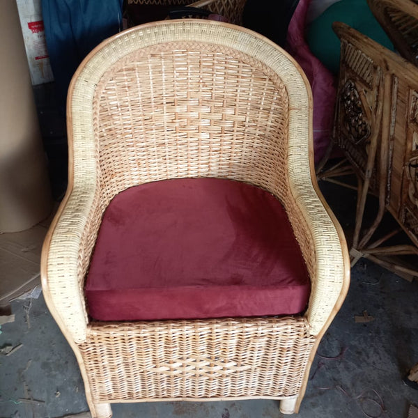 Outdoor Bamboo Cane Sofa Chair for Home, Office, Garden & Balcony (Set of 4 Chair with cushion & table)