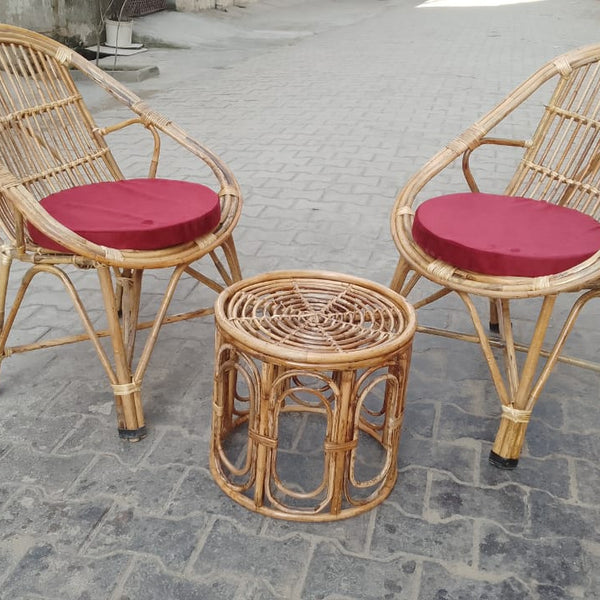 Set of 2 Bamboo Chair Set with Table