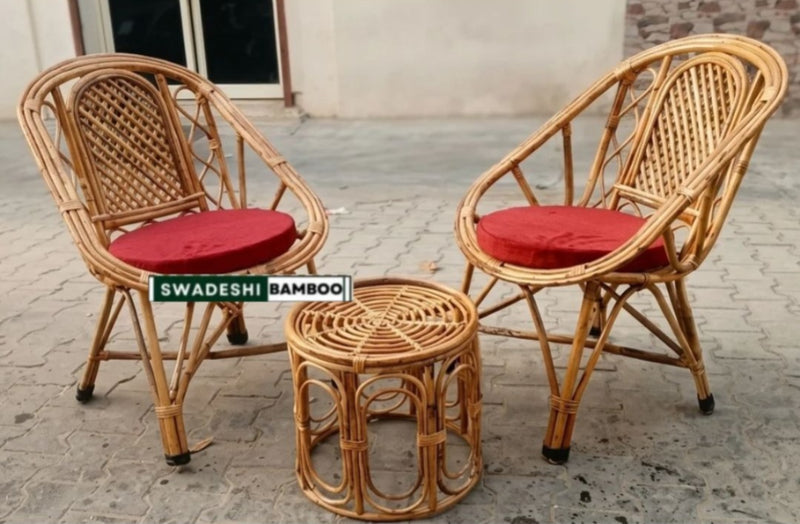 Bamboo Cane Rattan arm Designer Chair for Home Garden & Balcony