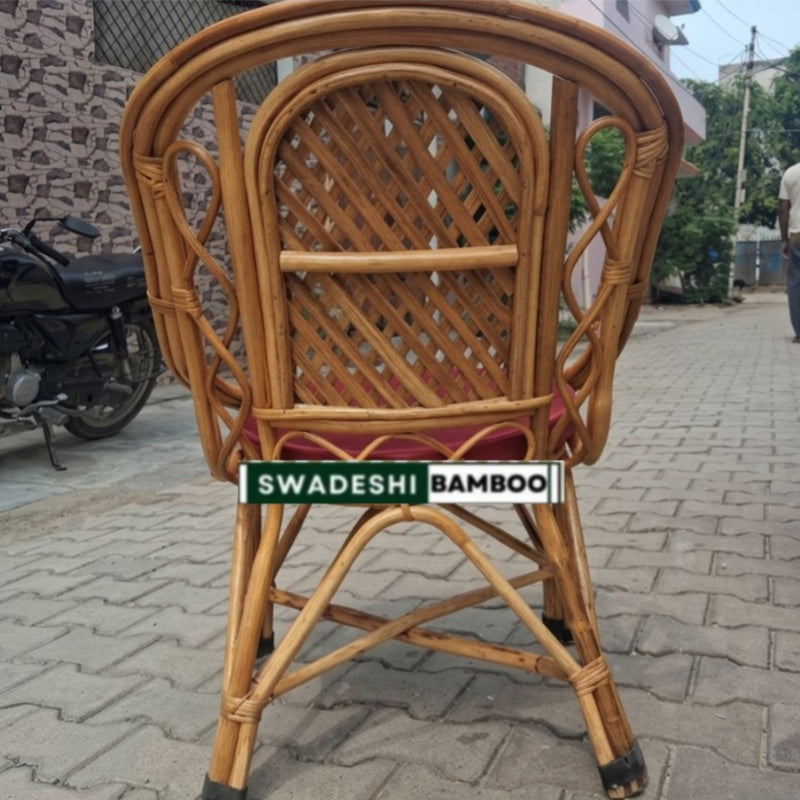 Bamboo Cane Rattan arm Designer Chair for Home Garden & Balcony