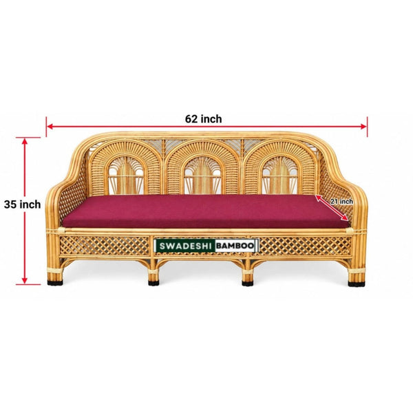 3-Seater Sofa Couch for Home, Living Room, Garden, Office with Cushion (Rajdarbar Design)