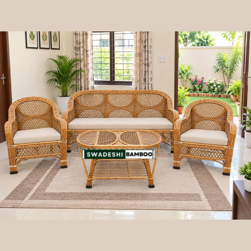 Cane and Bamboo Sofa Set
