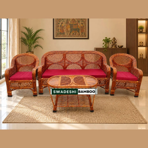 Cane and Bamboo Sofa Set