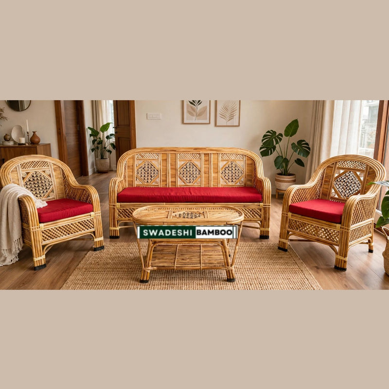 Bamboo Sofa Set with Table for Home and Garden