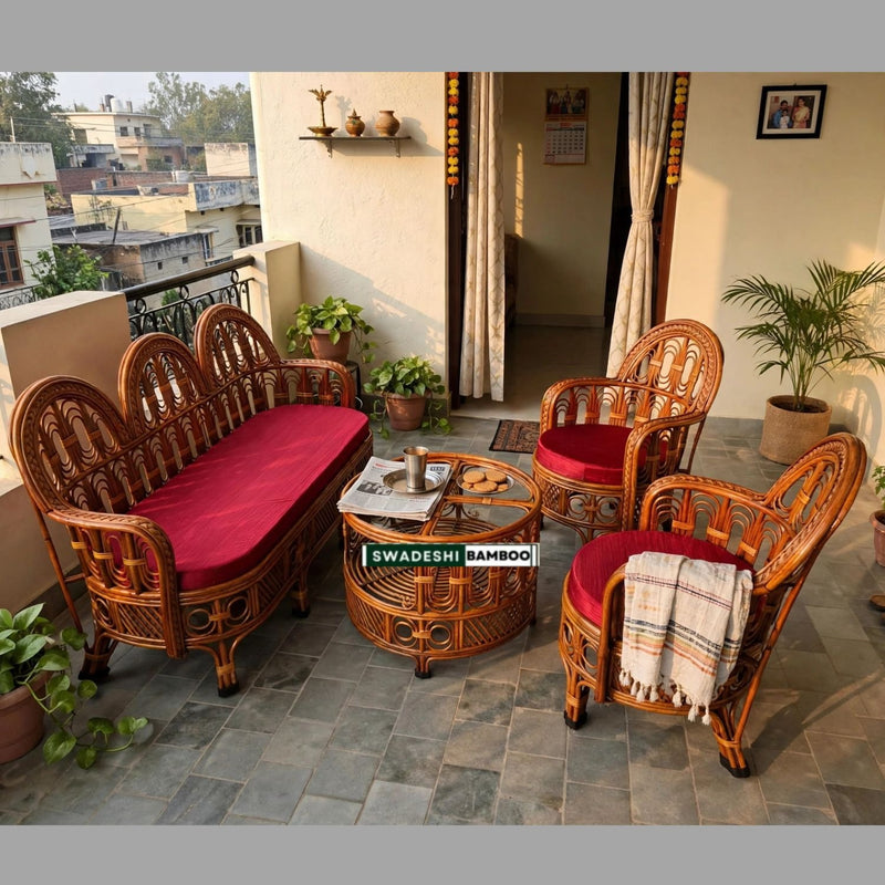 Bamboo 5 Seater Designer Sofa Set with table