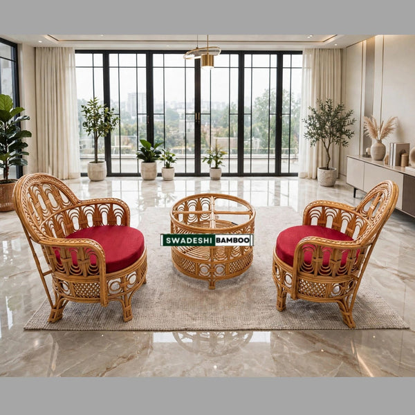 Bamboo 5 Seater Designer Sofa Set with table