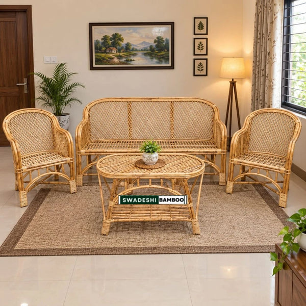 Bamboo Cane 5 Seater Designer Sofa Set