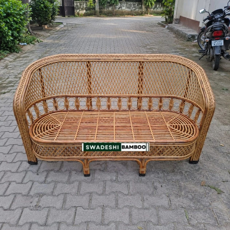 Cane Rattan Bamboo 3 Seater Couch For home, Office and Garden