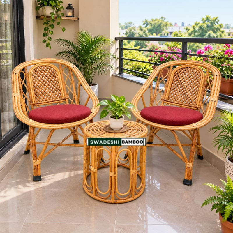 Bamboo Cane Rattan arm Designer Chair for Home Garden & Balcony