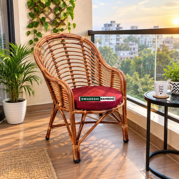 Cane Rattan Arm Designer Heena Chair for Home, Office, Restaurant, Hotel, Garden & Balcony