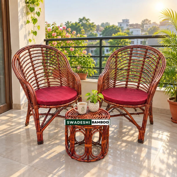 Heena Arm Designer Premium Chair for Home (Set of 2 chair with table)