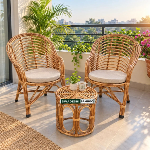 Heena Arm Designer Premium Chair for Home (Set of 2 chair with table)