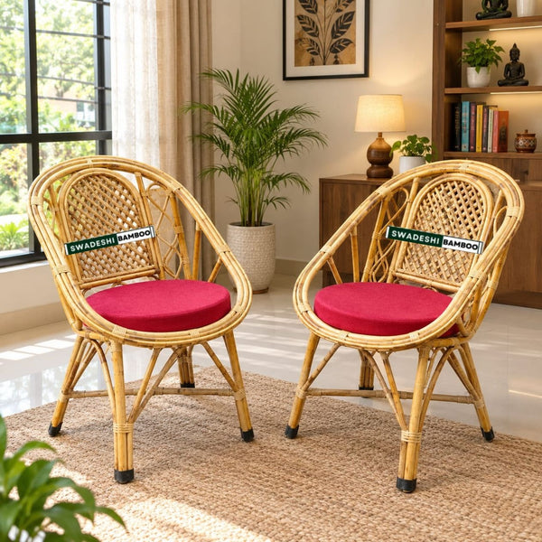 Bamboo Cane Rattan arm Designer Chair for Home, Office, Garden & Balcony