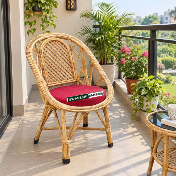 Bamboo Cane Rattan arm Designer Chair for Garden & Balcony