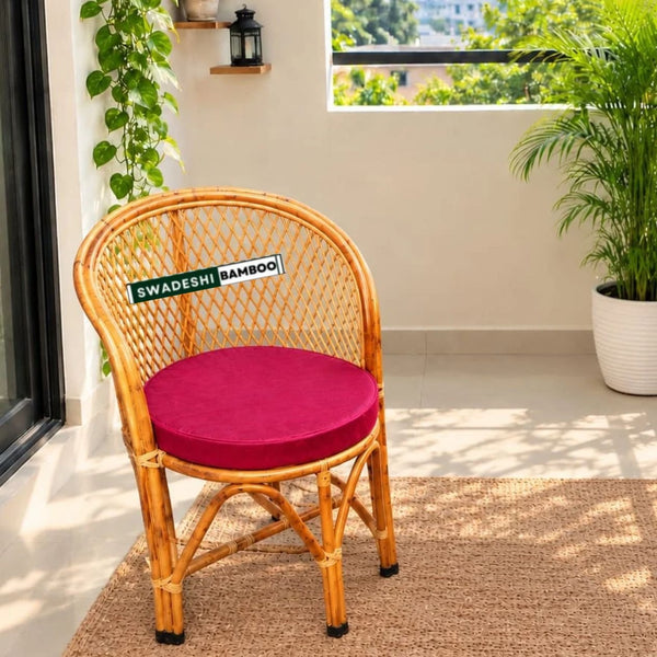 Bamboo Cane Arm Designer Jali Chair for Home, Office, Garden & Balcony