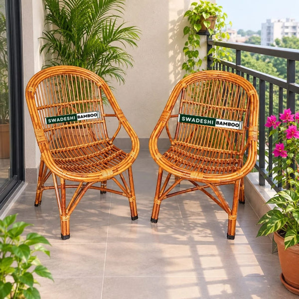 Bamboo Cane Rattan Arm Designer Chair for Home, Garden & Balcony