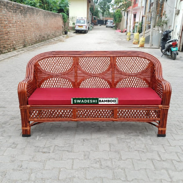 Cane Rattan Bamboo 3 Seater Designer Sofa Set For Home, Office and Garden