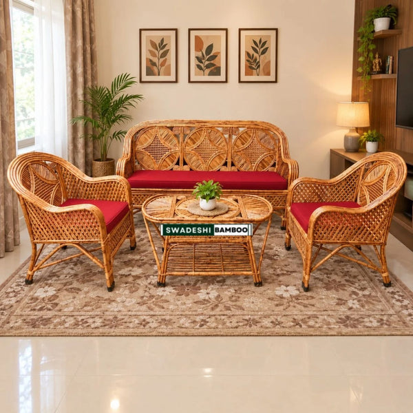 Bamboo Sofa Set with table For Home, Office and Garden