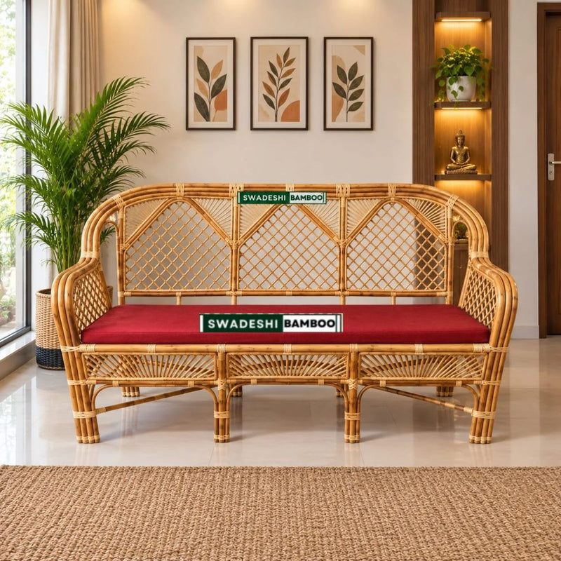 Bamboo 3 Seater Cane Sofa