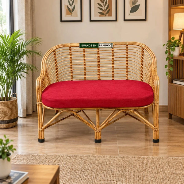 Bamboo Cane Rattan Sofa 2 Seater Couch for Home office Balcony & Garden, Reception, Hotel & Resort